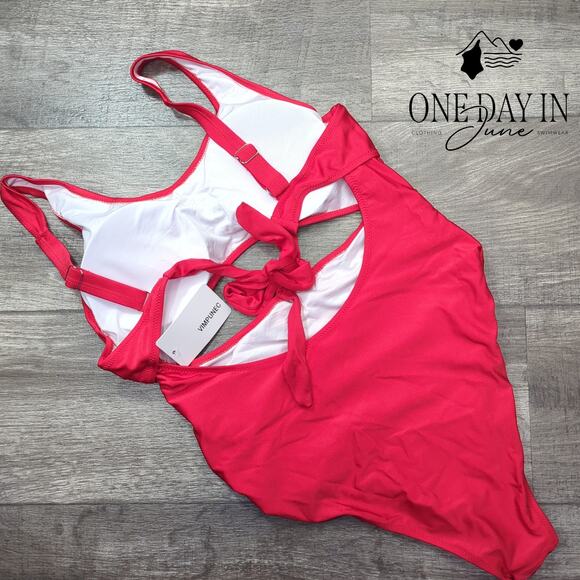 Vimpunec Cut Out Tie Back One Piece Swimsuit Size L - Picture 7 of 7
